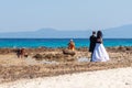 Photographing newlyweds on the beach in Halkidiki, Greece