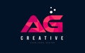 AG A G Letter Logo with Purple Low Poly Pink Triangles Concept