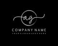 AG Initial handwriting logo vector