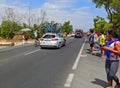 AG2R La Mondiale Car And Rider La Vuelta EspaÃÂ±a Royalty Free Stock Photo