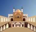 Aga Bozorg Mosque in Iran in the city of Kashan, vector illustration