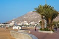 AGADIR, MOROCCO - DECEMBER 15, 2017 :Agadir seafront promenade,