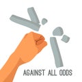 Against all the odds, the fist is breaking stone to pieces Royalty Free Stock Photo