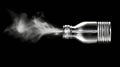 Against a black background, a cylindrical device is seen emitting white smoke Royalty Free Stock Photo