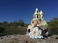 Angel near the castle on the Klyazma river