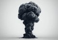 Against an empty background, a solitary brush is seen near an exploding black rock, which is surrounded by a haze of Royalty Free Stock Photo