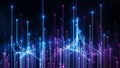 Abstract Digital Network of Blue and Purple Glowing Lines and Particles Keywords: abstract, technology, network, digital, data, Royalty Free Stock Photo