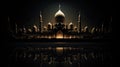 Elegant way of beautiful mosque shape on black background with gold light