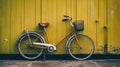 Retro vintage bike against yellow wooden wall Royalty Free Stock Photo