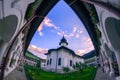 Agapia Monastery in Neamt County Romania located between mountains shot at sunset Royalty Free Stock Photo