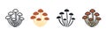 Agaric honey icon. Linear flat color icons contour shape outline. Thin line. Black vector silhouettes. Fill solid icon