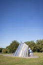 Agassiz Ice steel Iceberg sculpture in Assiniboine Park in Winnipeg, Canada on a sunny day