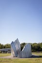 Agassiz Ice steel Iceberg sculpture in Assiniboine Park in Winnipeg, Canada on a sunny day