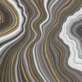 Agate marble surface with umbra gold black and white curly veins. Abstract texture background illustration