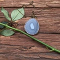 Agate Pendant with a rose flower