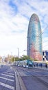 Agbar tower with tram in Barcelona