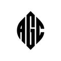 AGC circle letter logo design with circle and ellipse shape. AGC ellipse letters with typographic style. The three initials form a Royalty Free Stock Photo
