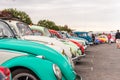 AGDE, FRANCE - SEPTEMBER 9, 2017: Group of Volkswagen Beetles exhibited during the 16th Volkswagen Meeting of Cap d`Agde.