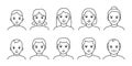 Age from birth of child to old senior of man and woman, growth life cycles, line icon. Childhood, human growing up and Royalty Free Stock Photo