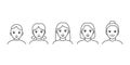 Age from birth of child to old senior of woman, life cycles, line icon. Childhood, human growing up and aging. Child Royalty Free Stock Photo