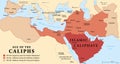 The age of the Caliphs, history map of the Islamic Caliphate 622 to 750