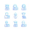 Age and gender differences gradient linear vector icons set Royalty Free Stock Photo