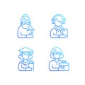 Age and gender differences gradient linear vector icons set