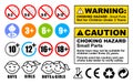 Age limit icons Set for Children Kids and teenagers - child restrictions symbols, Not suitable for children under 0 - 3, 6, 12