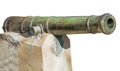 Age-old ship cannon on white Royalty Free Stock Photo