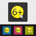 Age Rating 6 Plus - Colorful Vector Web Button - Isolated On Transparent Background