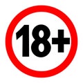 18+ age restriction sign Royalty Free Stock Photo