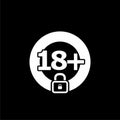 18 age restriction sign isolated on dark background Royalty Free Stock Photo
