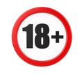 18+ Age Restriction Sign Isolated