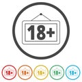 18+ age restriction sign, Vector eighteen icon, 6 Colors Included Royalty Free Stock Photo