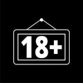 18+ age restriction sign, Vector eighteen icon on dark background Royalty Free Stock Photo