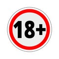 18+ age restriction sign, Vector eighteen icon Royalty Free Stock Photo