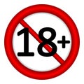 18 age restriction sign. Royalty Free Stock Photo