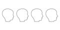 Age stages from child to adult old man, face silhouette profile. Outline of head of child, teenager, adult and elderly