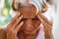 Close up of senior asian woman face and eye, Asian senior woman with sinusitis sinusitis Royalty Free Stock Photo