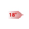 18 age warning stamp and speed lines, Vector illustration. Flat design Royalty Free Stock Photo