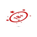 18 age warning stamp, Vector illustration. Flat design Royalty Free Stock Photo