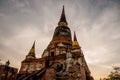 Aged archaeological site and Buddha statue AYUTTHAYA Thailand Royalty Free Stock Photo