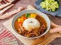 Aged Beef Curry Rice served in dish isolated on table top view of taiwan food Royalty Free Stock Photo