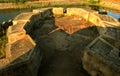 Aged big ornamental battlement trench of vellore fort with trench Royalty Free Stock Photo