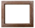 Aged blank wooden photo Frame isolated on white background