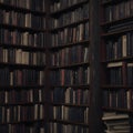 Aged bookshelf A portal to bygone eras and timeless stories, holding a treasure trove of literary relics Generative AI