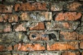 Aged brick wall background texture. Broken bricks. Royalty Free Stock Photo