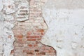 Aged brick wall with cracked plaster Royalty Free Stock Photo