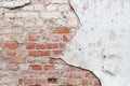 Aged brick wall with cracked plaster Royalty Free Stock Photo