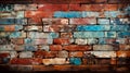 aged brick wall texture, revealing the intricate patterns, cracks, and worn-out characteristics. Generative Ai Royalty Free Stock Photo